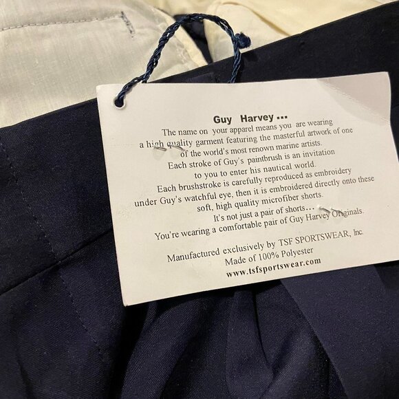 TSF Sportswear Men's Navy Pleated Guy Harvey Shorts - Size 36 - NWT - Picture 4 of 5